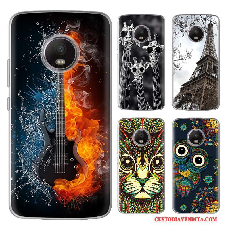 Custodia Moto G5 Cartone Animato Morbido Nuovo, Cover Moto G5 Colore Nerotelefono