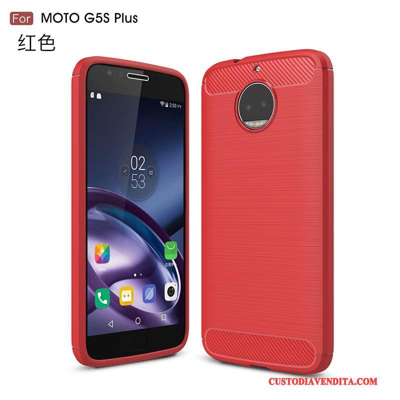 Custodia Moto G5 Plus Protezione Seta Anti-caduta, Cover Moto G5 Plus Telefono Rosso