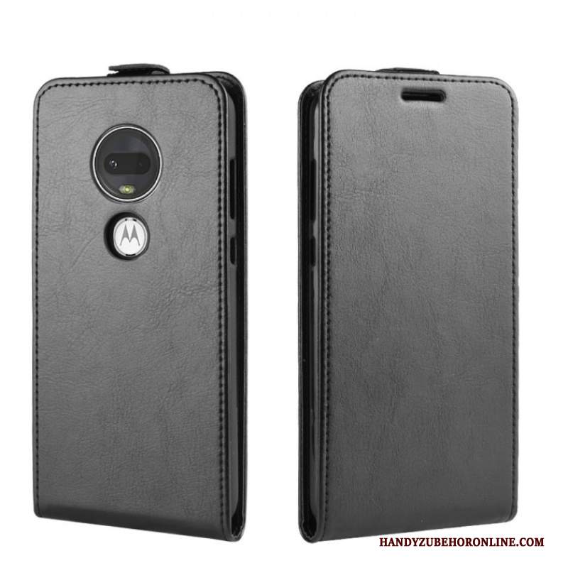 Custodia Moto G7 Pelle Modello Nero, Cover Moto G7 Protezione Telefono