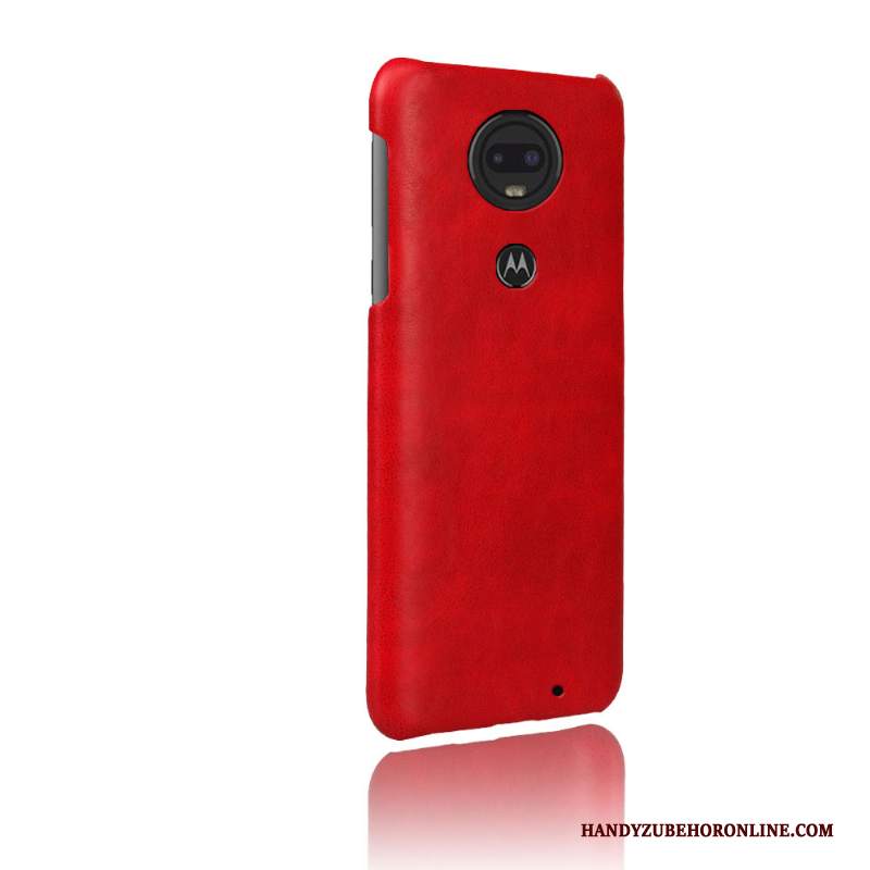 Custodia Moto G7 Vintage Anti-caduta Di Personalità, Cover Moto G7 Pelle Rossotelefono