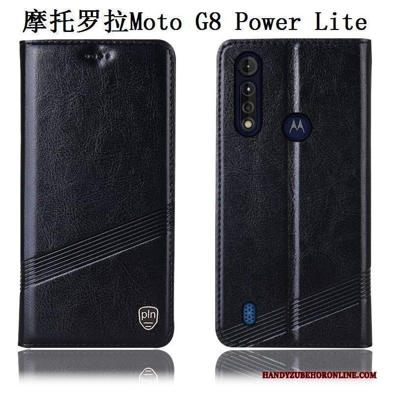 Custodia Moto G8 Power Lite Pelle Anti-cadutatelefono, Cover Moto G8 Power Lite Protezione Modello Nero