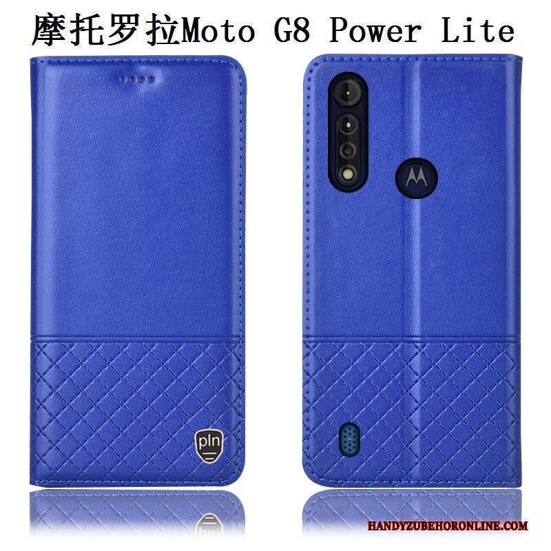 Custodia Moto G8 Power Lite Pelle Blu Anti-caduta, Cover Moto G8 Power Lite Protezione Telefono Tutto Incluso