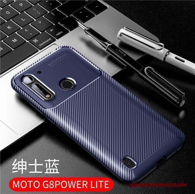 Custodia Moto G8 Power Lite Silicone Telefono Blu, Cover Moto G8 Power Lite Protezione Marchio Di Tendenza Tutto Incluso