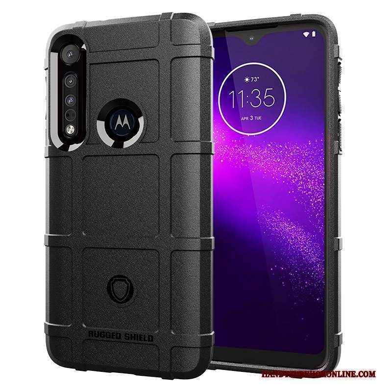 Custodia Motorola One Macro Silicone Nero Ispessiri, Cover Motorola One Macro Protezione Anti-caduta Tutto Incluso