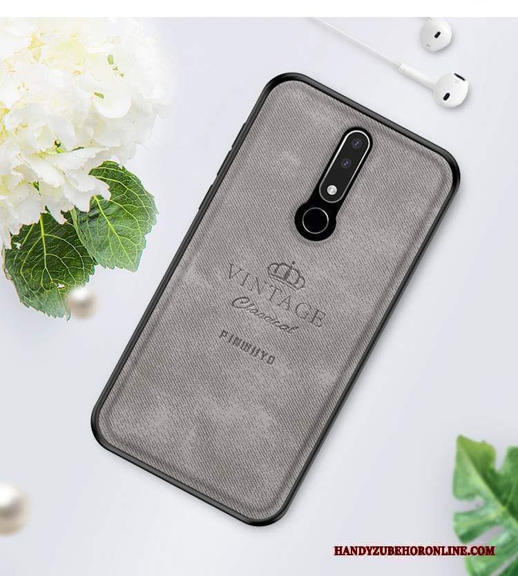 Custodia Nokia 3.1 Plus Grigiotelefono, Cover Nokia 3.1 Plus Sottile Panno