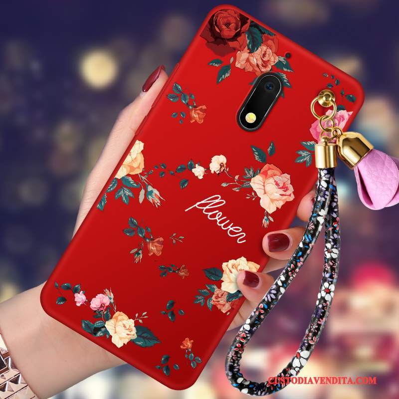 Custodia Nokia 6 Cartone Animato Ornamenti Appesi Anti-caduta, Cover Nokia 6 Silicone Rosso Tendenza