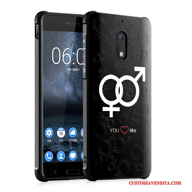 Custodia Nokia 6 Colore Tendenza Morbido, Cover Nokia 6 Protezione Anti-caduta Nero