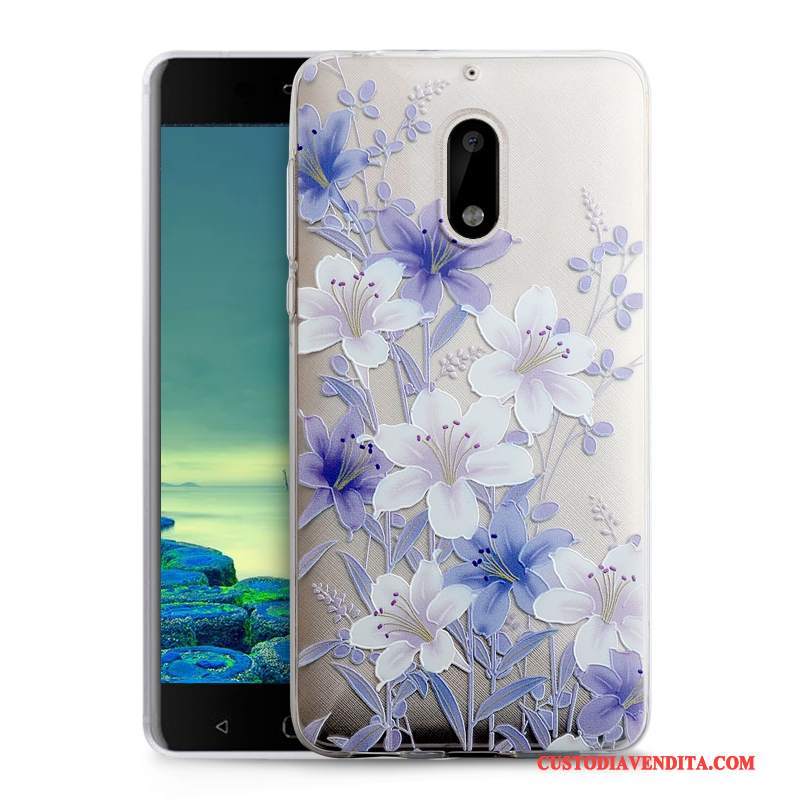 Custodia Nokia 6 Goffratura Tendenza Fiori, Cover Nokia 6 Colore Telefono Anti-caduta