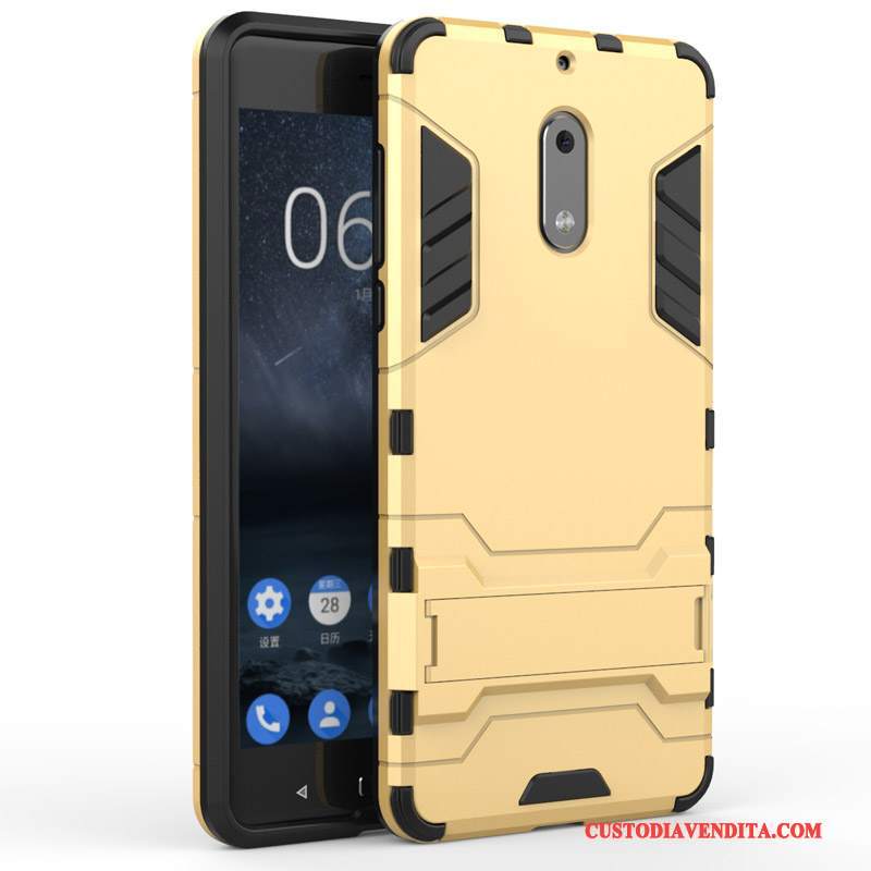 Custodia Nokia 6 Protezione Telefono Oro, Cover Nokia 6 Supporto Anti-caduta