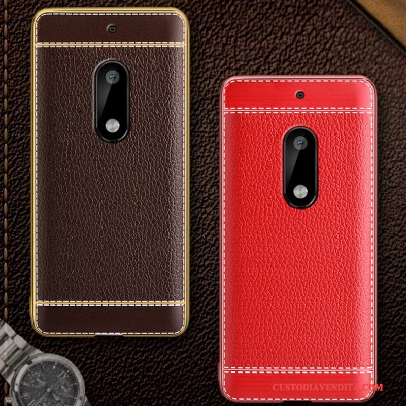 Custodia Nokia 6 Silicone Morbido Rosso, Cover Nokia 6 Protezione Anti-cadutatelefono