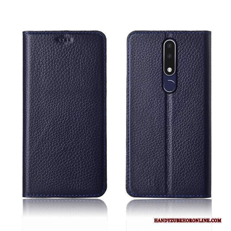 Custodia Nokia 7.1 Pelle Telefono Litchi, Cover Nokia 7.1 Protezione Morbido Anti-caduta