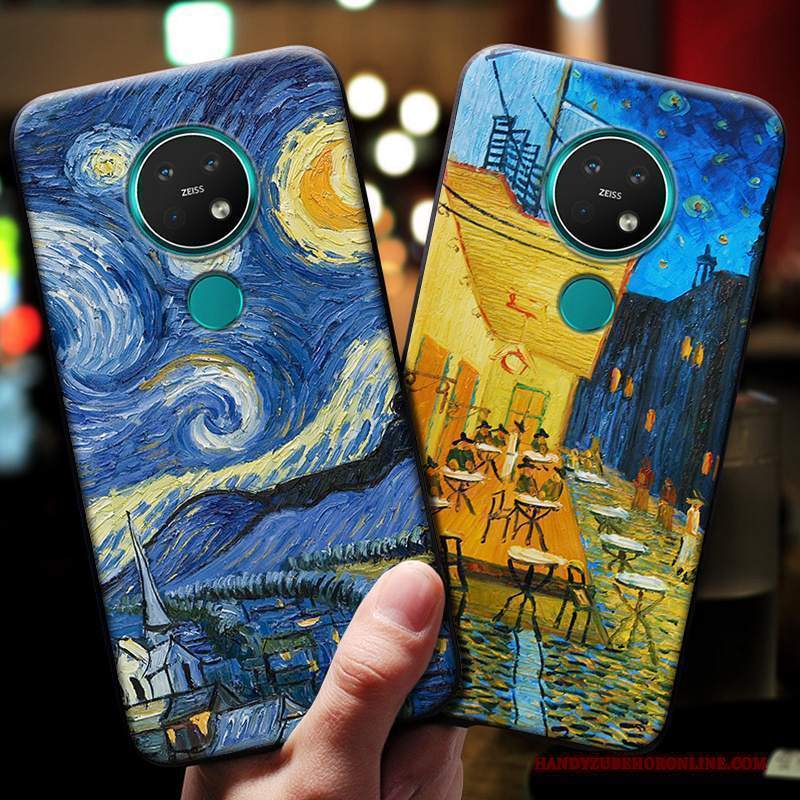 Custodia Nokia 7.2 Goffratura Blu Morbido, Cover Nokia 7.2 Silicone Di Personalitàtelefono