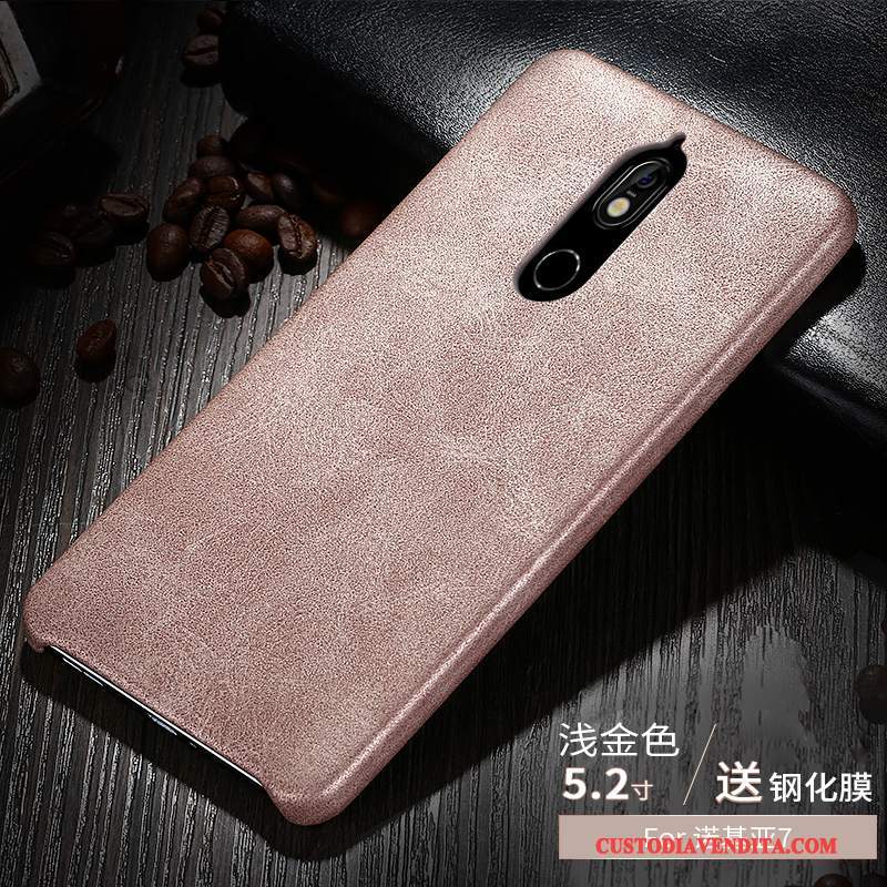 Custodia Nokia 7 Pelle Morbido Sottile, Cover Nokia 7 Protezione Anti-caduta Oro