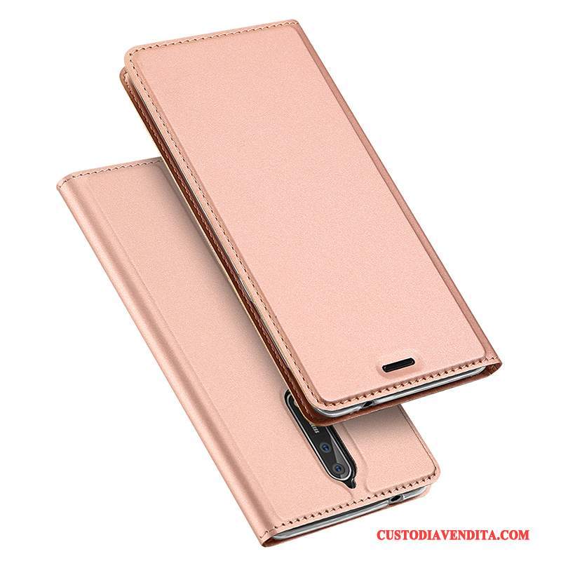 Custodia Nokia 8 Pelle Telefono Anti-caduta, Cover Nokia 8 Folio Rosa Leggere