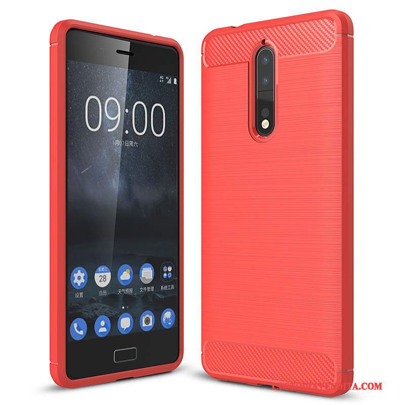 Custodia Nokia 8 Protezione Rosso Morbido, Cover Nokia 8 Tutto Incluso Fibra