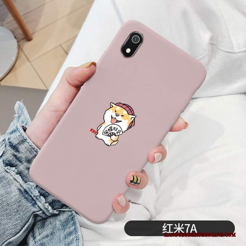 Custodia Redmi 7a Protezione Tutto Incluso Piccola, Cover Redmi 7a Cartone Animato Anti-caduta Rosa