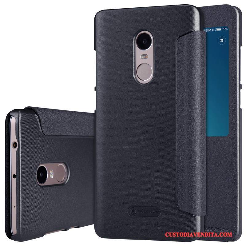 Custodia Redmi Note 4x Pelle Oro Nero, Cover Redmi Note 4x Rosso