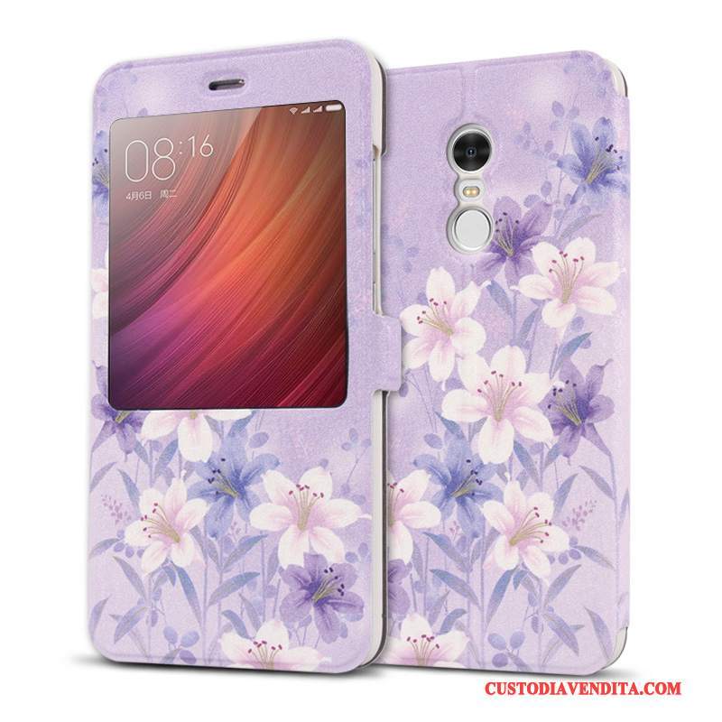 Custodia Redmi Note 4x Pelle Porpora Anti-caduta, Cover Redmi Note 4x Folio Magliatelefono