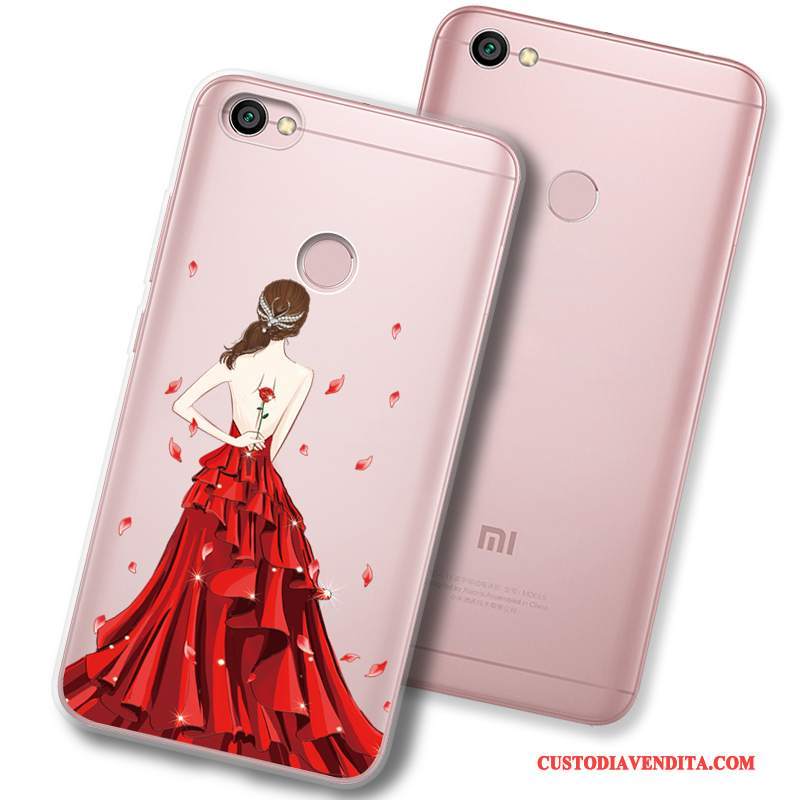 Custodia Redmi Note 5a Cartone Animato Anti-cadutatelefono, Cover Redmi Note 5a Silicone Tutto Incluso Rosso