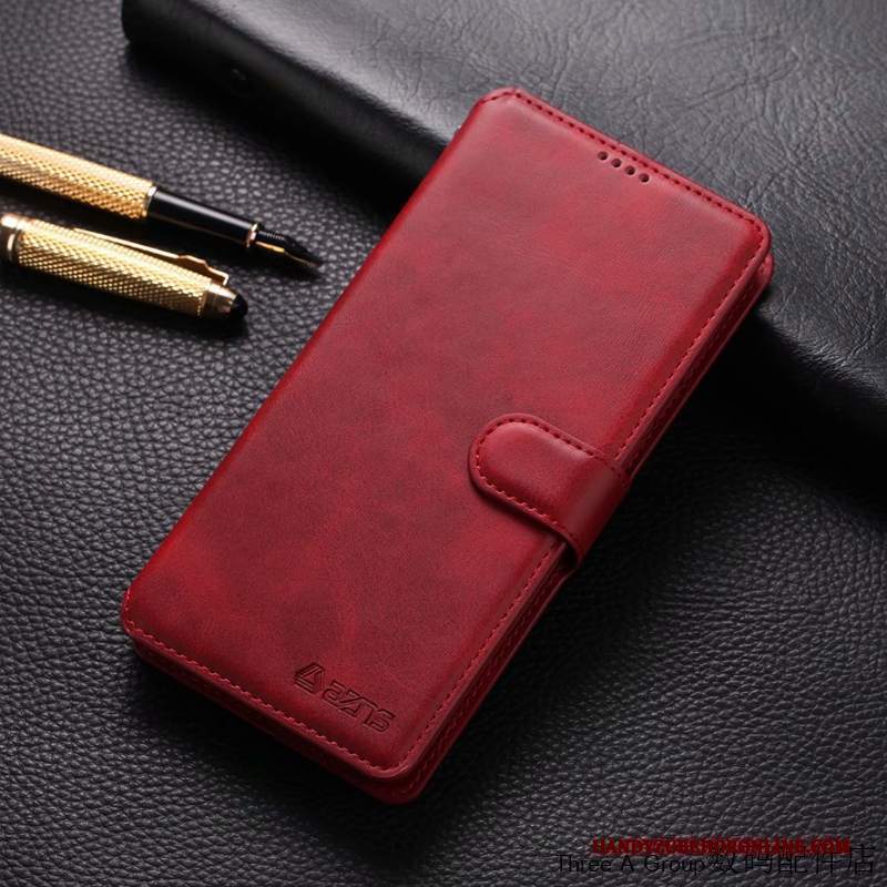 Custodia Redmi Note 8 Pro Pelle Di Personalità Rosso, Cover Redmi Note 8 Pro Folio Telefono Affari