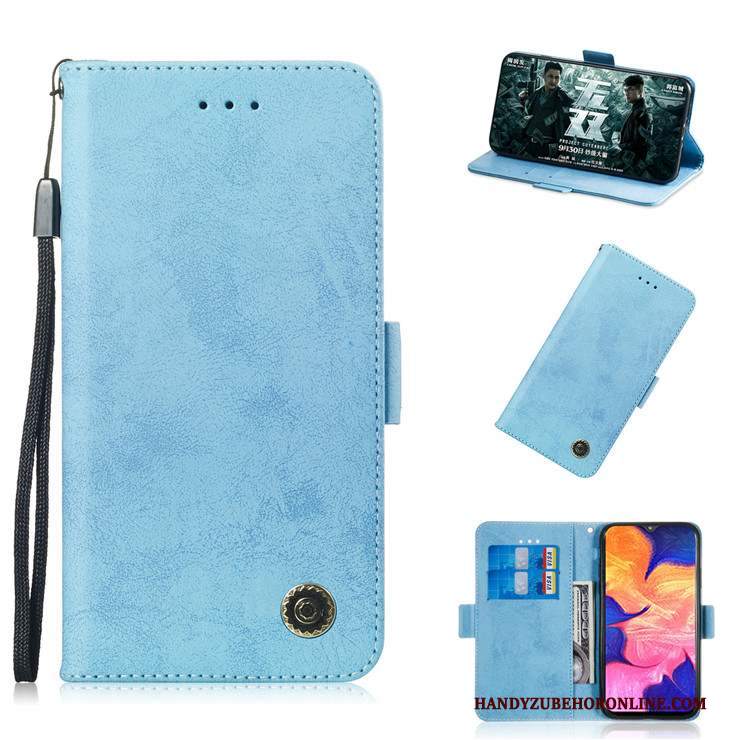 Custodia Samsung Galaxy A10 Pelle Blu Morbido, Cover Samsung Galaxy A10 Folio Telefono Tutto Incluso