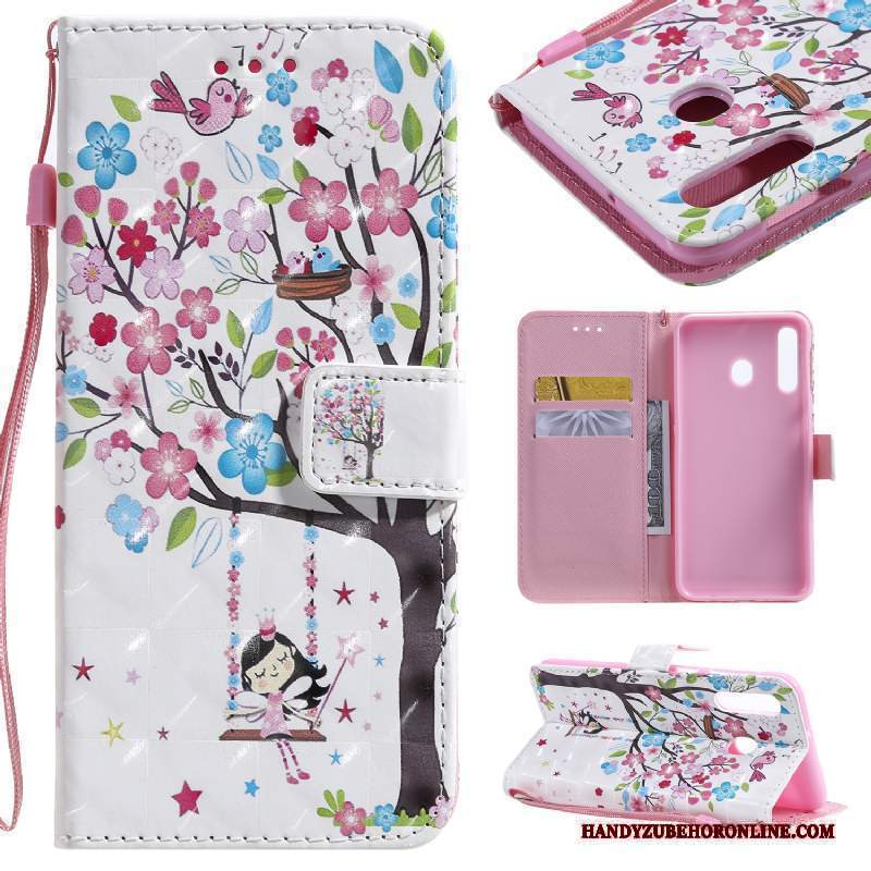 Custodia Samsung Galaxy A20s Folio Telefono Bianco, Cover Samsung Galaxy A20s Pelle Carta