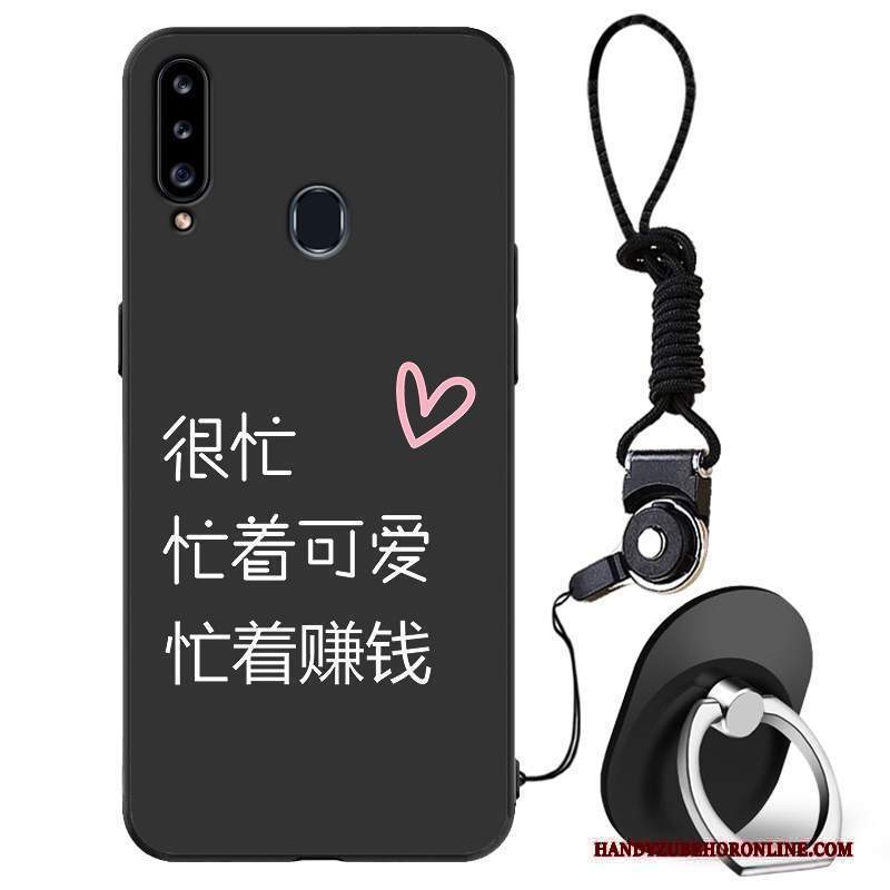 Custodia Samsung Galaxy A20s Silicone Marchio Di Tendenza Amanti, Cover Samsung Galaxy A20s Protezione Semplici Nero