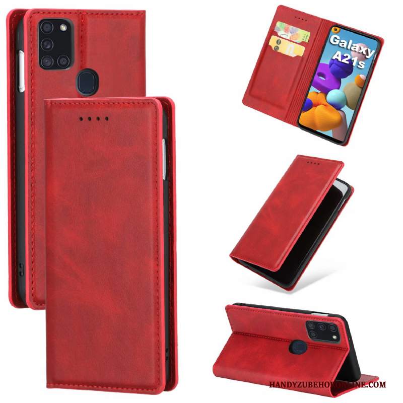 Custodia Samsung Galaxy A21s Pelle Rossotelefono, Cover Samsung Galaxy A21s Modello Anti-caduta