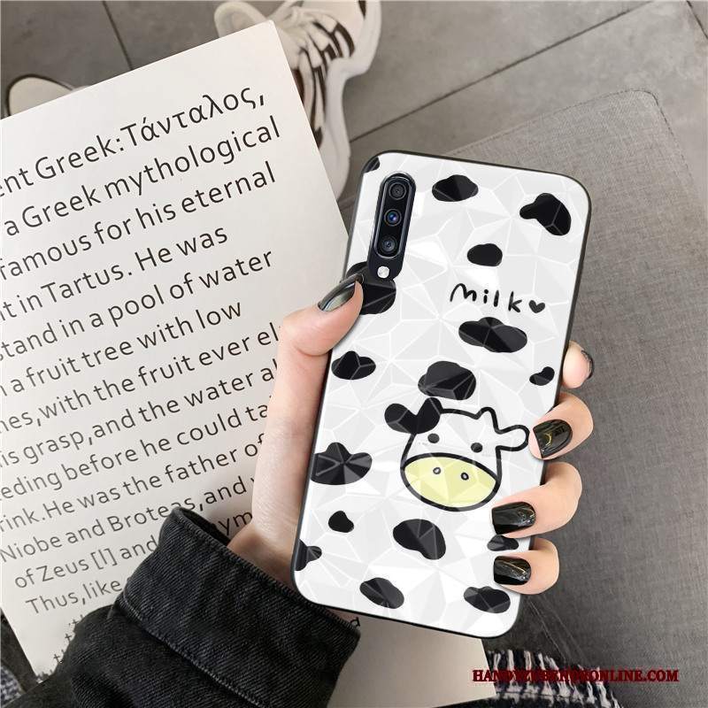 Custodia Samsung Galaxy A30s Cartone Animato Modello Coccodrillo Forma Del Diamante, Cover Samsung Galaxy A30s Silicone Bianco Bello