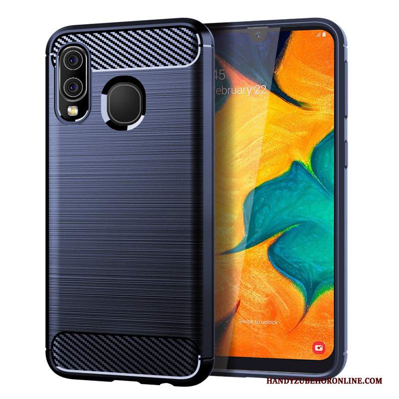 Custodia Samsung Galaxy A40 Silicone Blu Modello, Cover Samsung Galaxy A40 Protezione Fibra Morbido