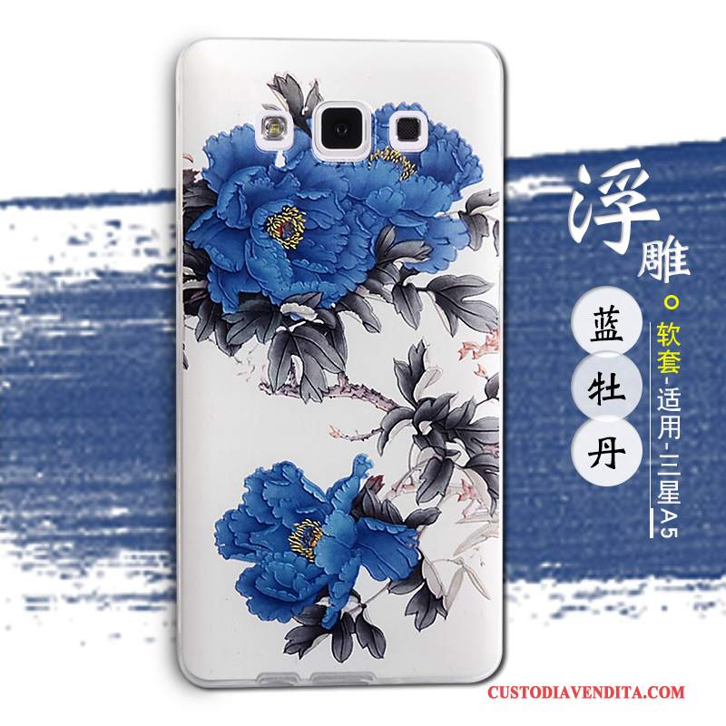 Custodia Samsung Galaxy A5 2015 Cartone Animato Bello Morbido, Cover Samsung Galaxy A5 2015 Goffratura Anti-caduta Blu