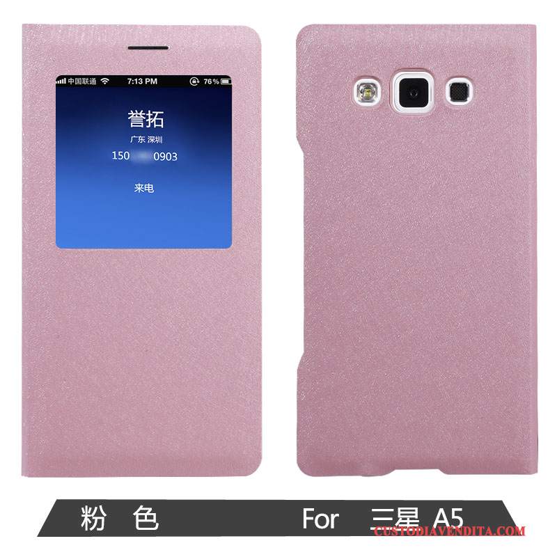 Custodia Samsung Galaxy A5 2015 Pelle Anti-caduta Rosa, Cover Samsung Galaxy A5 2015 Folio Telefono