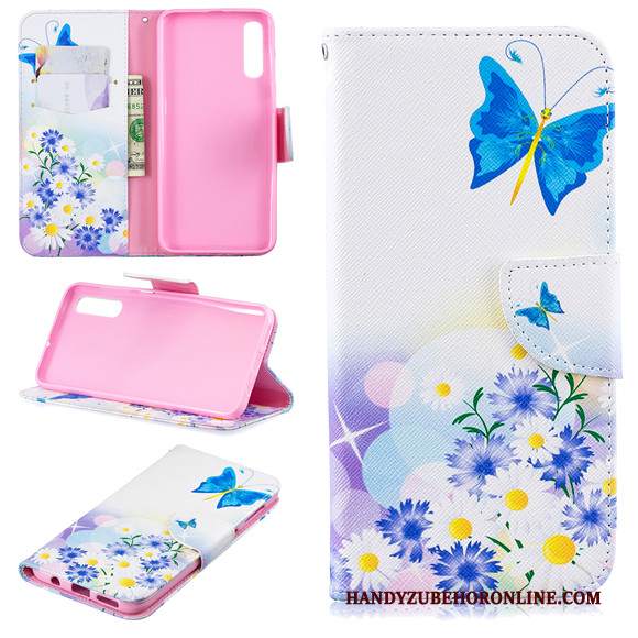 Custodia Samsung Galaxy A50 Pelle Morbido Anti-caduta, Cover Samsung Galaxy A50 Folio Telefono Bianco