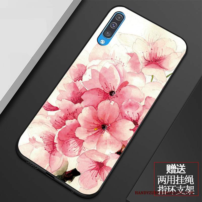 Custodia Samsung Galaxy A50 Vintage Fiori Arte, Cover Samsung Galaxy A50 Silicone Telefono Piccola