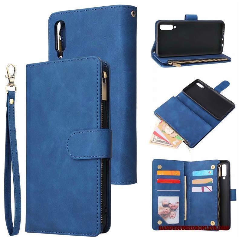 Custodia Samsung Galaxy A50s Portafoglio Telefono Blu, Cover Samsung Galaxy A50s Pelle Anti-caduta