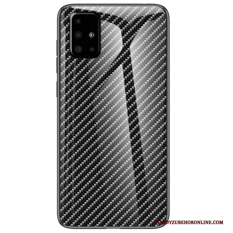 Custodia Samsung Galaxy A51 Creativo Nero Fibra, Cover Samsung Galaxy A51 Vetro Anti-caduta