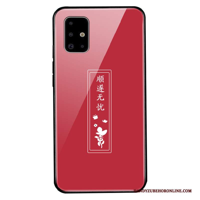 Custodia Samsung Galaxy A51 Moda Vetro Rosso, Cover Samsung Galaxy A51 Creativo Marchio Di Tendenza Morbido