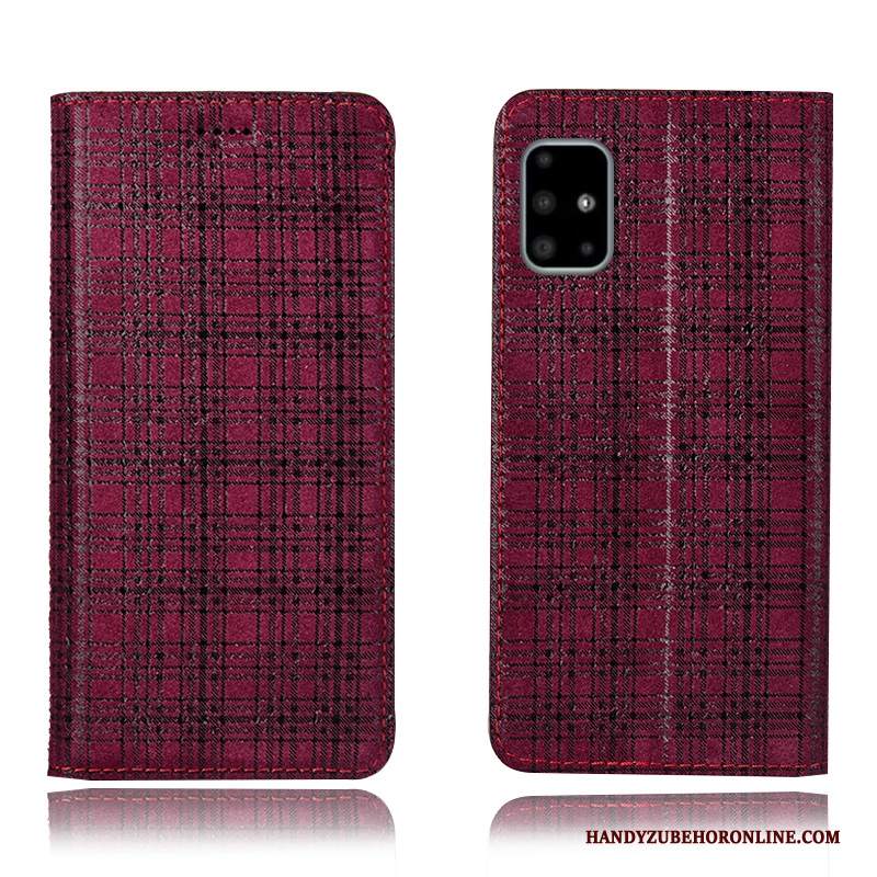 Custodia Samsung Galaxy A51 Pelle Anti-caduta Tutto Incluso, Cover Samsung Galaxy A51 Protezione Rosso Modello