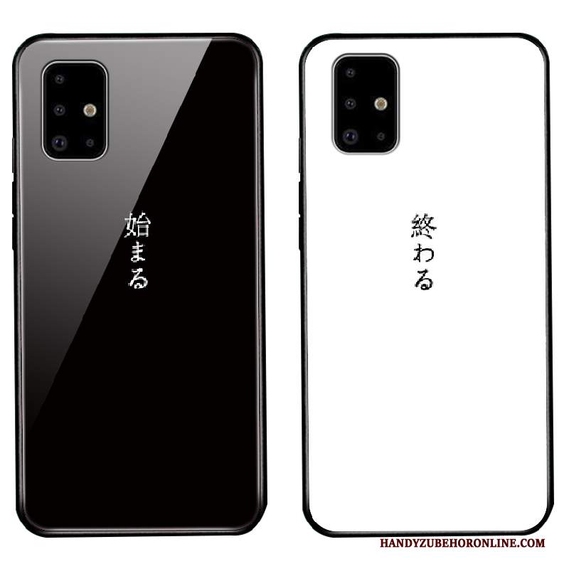 Custodia Samsung Galaxy A51 Protezione Vetro Nero, Cover Samsung Galaxy A51 Marchio Di Tendenza Anti-caduta