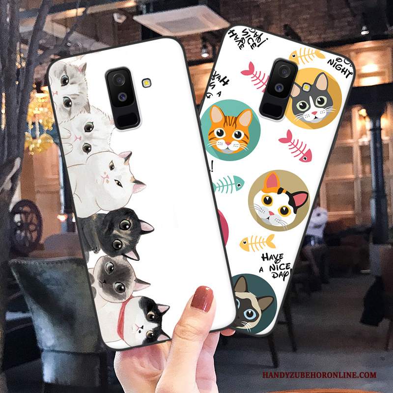 Custodia Samsung Galaxy A6+ Cartone Animato Biancotelefono, Cover Samsung Galaxy A6+ Silicone Morbido Anti-caduta