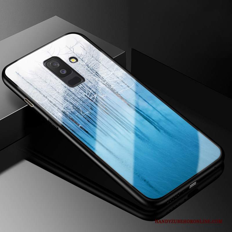 Custodia Samsung Galaxy A6+ Protezione Marchio Di Tendenza Europa, Cover Samsung Galaxy A6+ Grande Blu