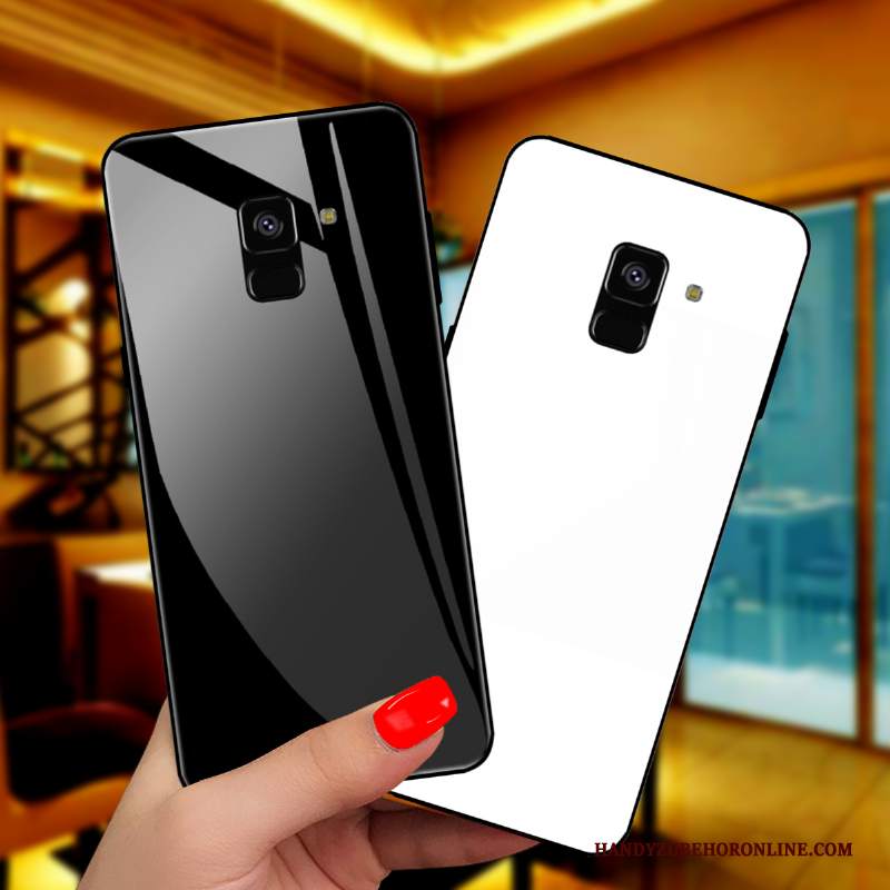 Custodia Samsung Galaxy A6 Protezione Telefono Specchio, Cover Samsung Galaxy A6 Cartone Animato Nero Vetro Temperato