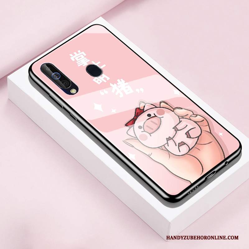 Custodia Samsung Galaxy A60 Creativo Vetro Rosa, Cover Samsung Galaxy A60 Silicone Telefono