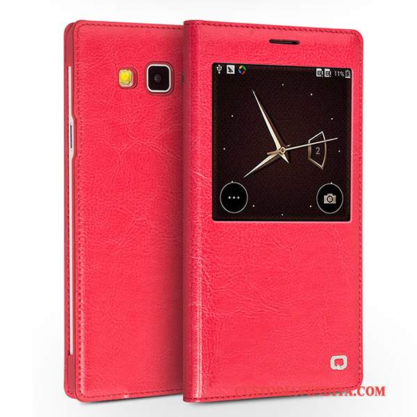 Custodia Samsung Galaxy A7 2015 Folio Rosso Sottili, Cover Samsung Galaxy A7 2015 Pelle Affaritelefono