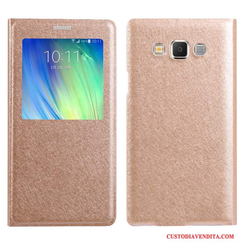 Custodia Samsung Galaxy A7 2015 Protezione Anti-caduta Oro, Cover Samsung Galaxy A7 2015 Folio Telefono