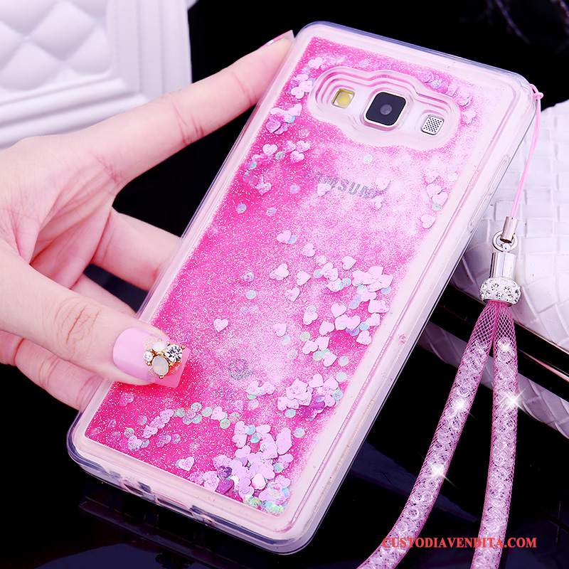 Custodia Samsung Galaxy A7 2015 Silicone Ornamenti Appesi Anti-caduta, Cover Samsung Galaxy A7 2015 Protezione Tendenza Rosa