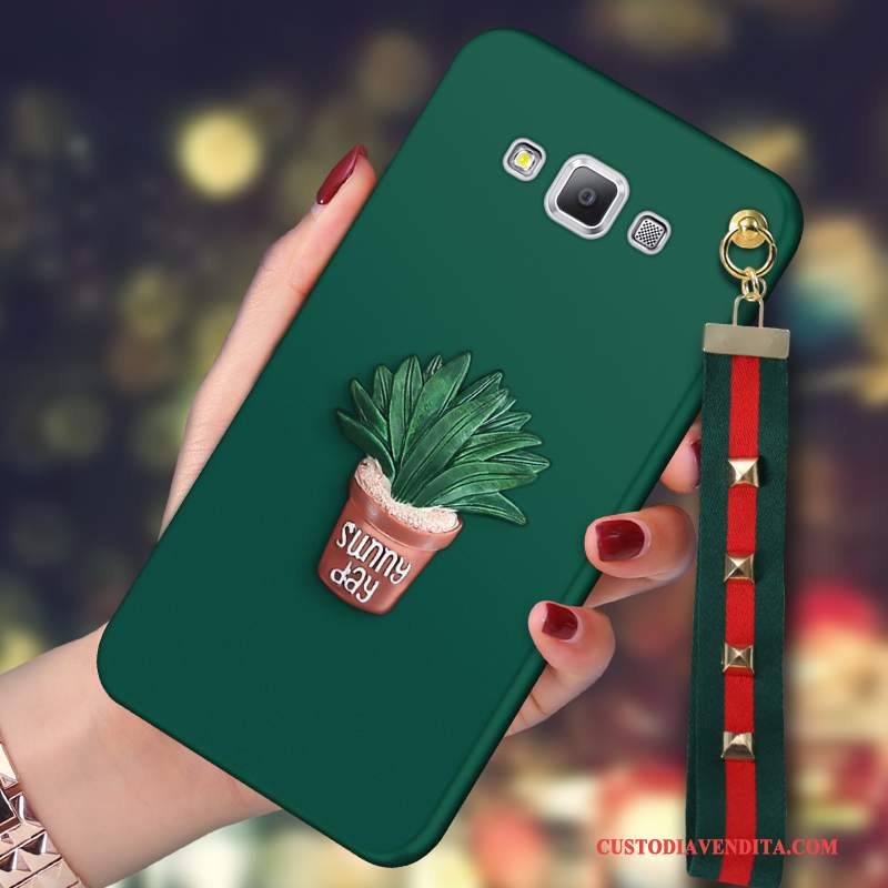 Custodia Samsung Galaxy A7 2015 Silicone Tendenza Verde Scuro, Cover Samsung Galaxy A7 2015 Protezione Telefono Macchiati