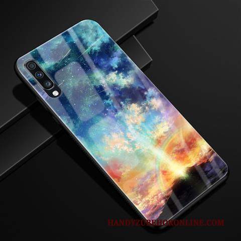 Custodia Samsung Galaxy A70 Creativo Anti-caduta Blu, Cover Samsung Galaxy A70 Protezione Modello Vetro