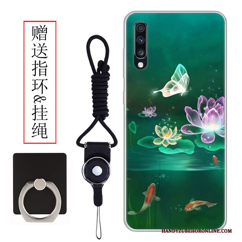 Custodia Samsung Galaxy A70 Protezione Vento Fresco, Cover Samsung Galaxy A70 Creativo Verde Fiori