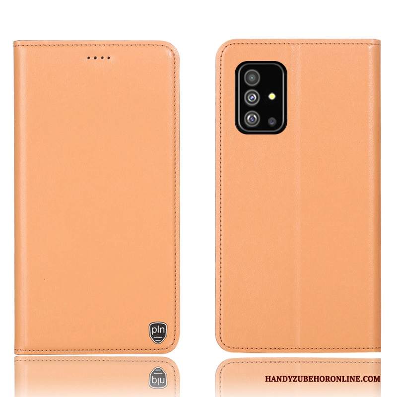 Custodia Samsung Galaxy A71 Protezione Tutto Incluso Giallo, Cover Samsung Galaxy A71 Pelle Modello Anti-caduta